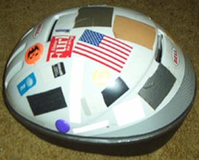 stickered helmet